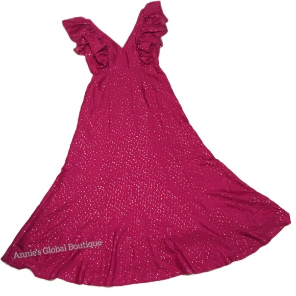 RARE NWT ANTHROPOLOGIE HUTCH Ruffled Shimmer Maxi Dress. Size 12/L - Picture 7 of 16